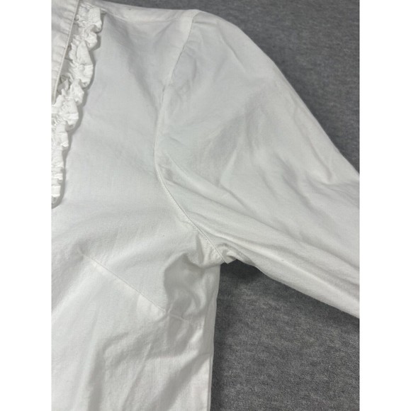 Garnet Hill White Ruffle Collar Button Down Blouse womens size 02 - Picture 3 of 9